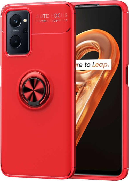 Oppo A76 Kılıf Renkli Yüzüklü Manyetik Silikon Kapak Kırmızı - Kırmızı