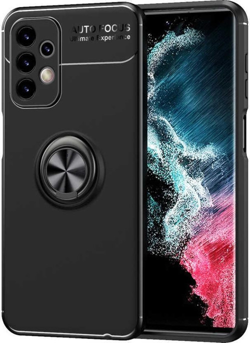 Samsung Galaxy A13 4G Kılıf Renkli Yüzüklü Manyetik Silikon Kapak Siyah - Siyah