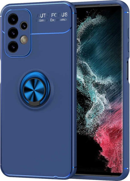 Samsung Galaxy A23 Kılıf Renkli Yüzüklü Manyetik Silikon Kapak Mavi - Mavi