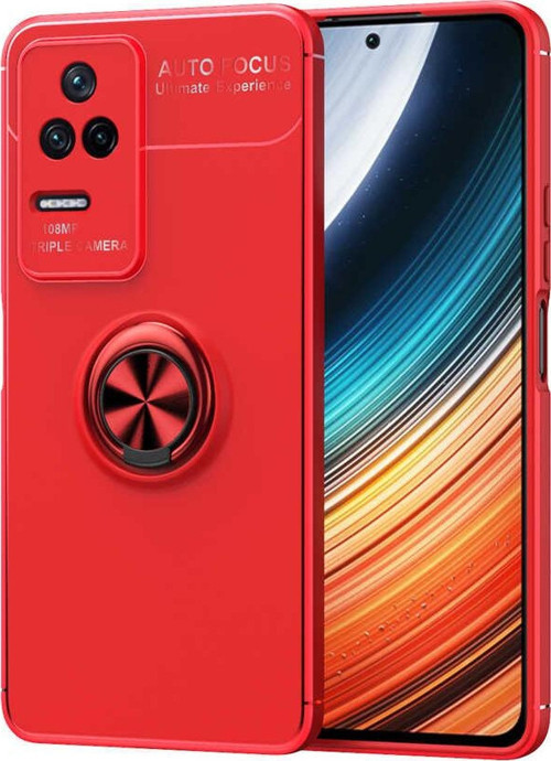Xiaomi Poco F4 Kılıf Renkli Yüzüklü Manyetik Silikon Kapak Kırmızı - Kırmızı