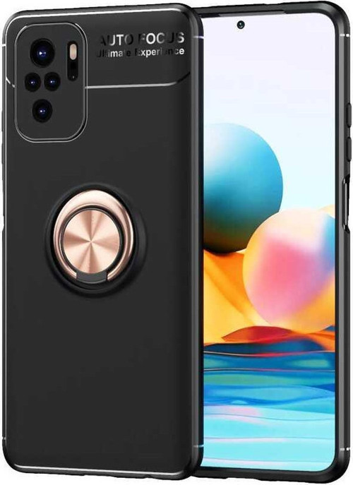 Xiaomi Poco M5S Kılıf Renkli Yüzüklü Manyetik Silikon Kapak Siyah - Rose gold