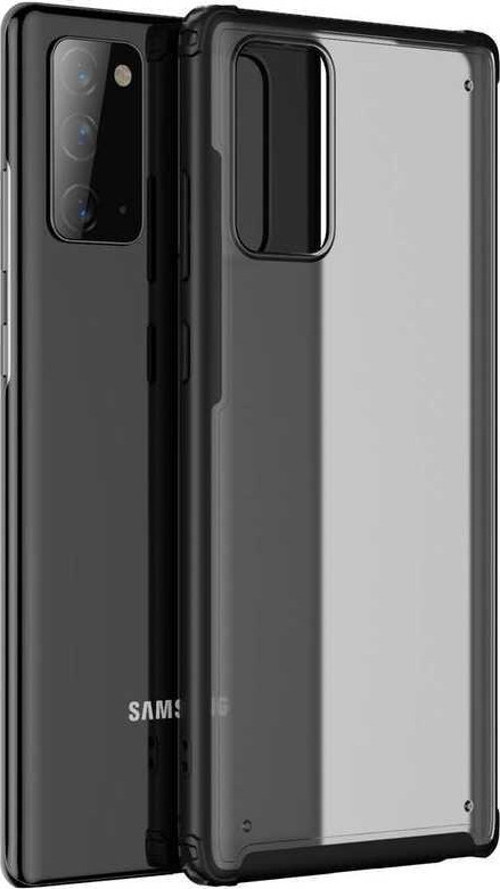 Samsung Galaxy Note 20 Kılıf Renkli Silikon Kenarlı Köşe Korumalı Private Kapak - Siyah
