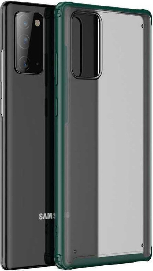 Samsung Galaxy Note 20 Kılıf Renkli Silikon Kenarlı Köşe Korumalı Private Kapak - Yeşil