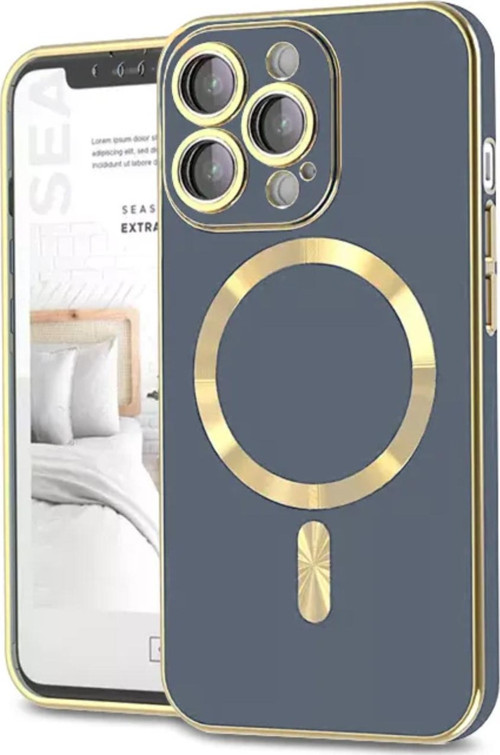 Apple iPhone 14 Pro Max Mag Safe Özellikli Lens Korumalı Luxury Silikon Kılıf - Petrol Mavisi
