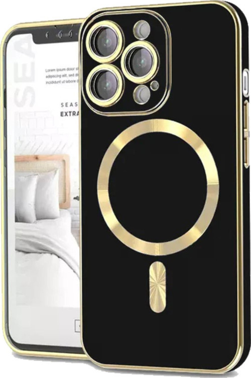 Apple iPhone 14 Pro Max Mag Safe Özellikli Lens Korumalı Luxury Silikon Kılıf - Siyah
