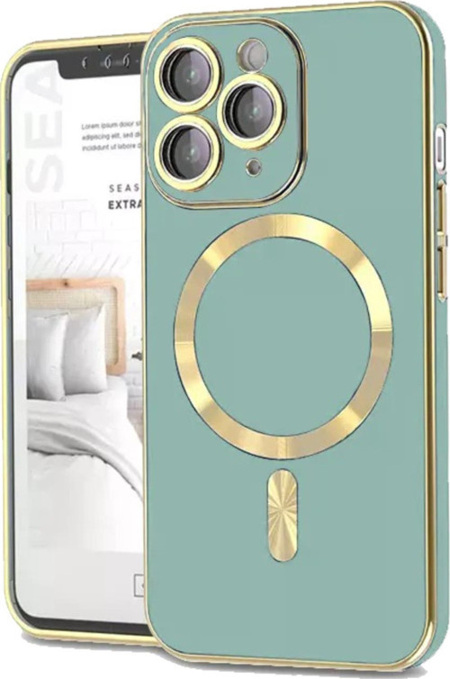 Apple iPhone 14 Pro Max Mag Safe Özellikli Lens Korumalı Luxury Silikon Kılıf - Turkuaz