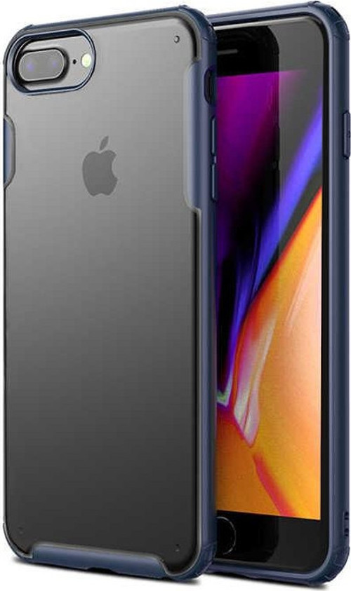Apple iPhone 7 Plus Kılıf Renkli Silikon Kenarlı Köşe Korumalı Private Kapak - Lacivert