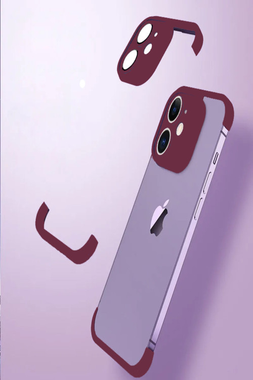 Apple iPhone 11 Kılıf 2 Parçalı Alt Üst Kamera Lens Korumalı Sert Silikon Kapak - Mürdüm
