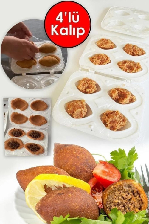4 Lü Yapışmaz Beyaz İçli Köfte Kabı Aparatı MIT1111
