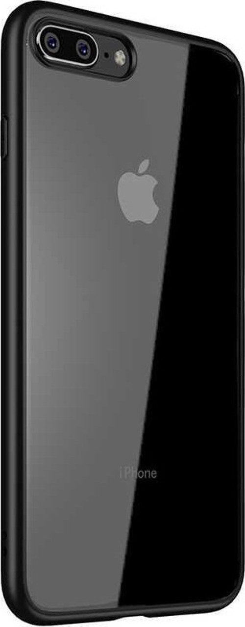 Apple iPhone 8 Plus Kapak Arkası Şeffaf Kenarları Renkli Exclusive Kılıf - Siyah