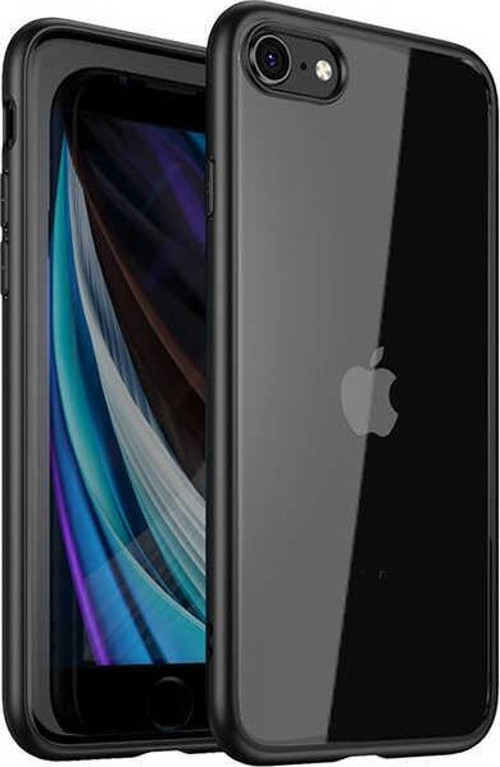 Apple iPhone SE 2020 Kapak Arkası Şeffaf Kenarları Renkli Exclusive Kılıf - Siyah