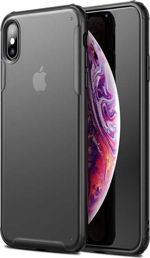 Apple iPhone XS Kılıf Renkli Silikon Kenarlı Köşe Korumalı Private Kapak - Siyah