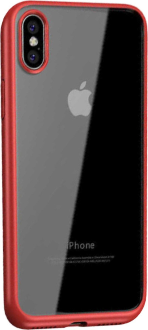 Apple iPhone XS Max Kapak Arkası Şeffaf Kenarları Renkli Exclusive Kılıf - Kırmızı