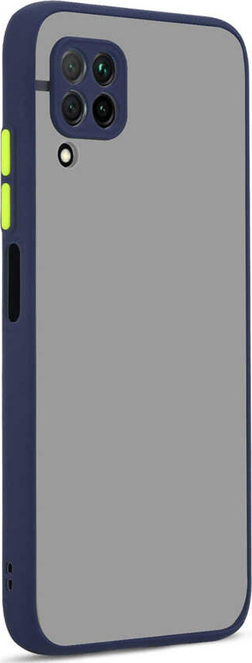 Huawei P40 Lite E Kılıf Silikon Kenarlı Düğmeleri Renkli Mat Arka Kapak - Lacivert