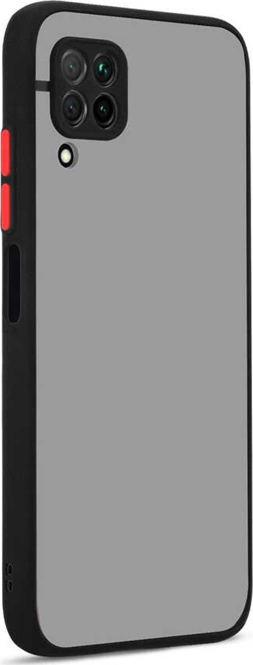 Huawei P40 Lite E Kılıf Silikon Kenarlı Düğmeleri Renkli Mat Arka Kapak - Siyah