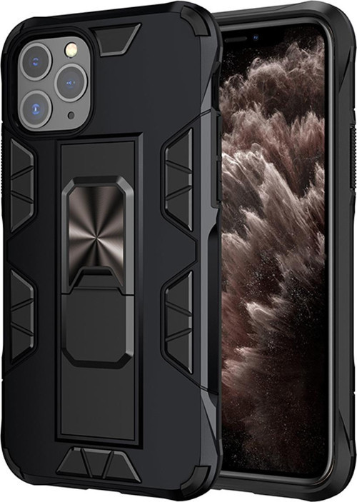Apple iPhone 11 Pro Kapak Standlı Mıknatıslı Tank Kılıf - Siyah