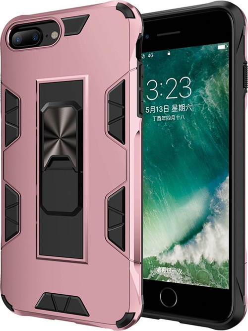Apple iPhone 6 Plus Kapak Standlı Mıknatıslı Tank Kılıf - Rose Gold