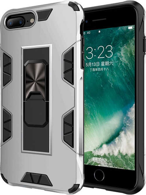 Apple iPhone 7 Plus Kapak Standlı Mıknatıslı Tank Kılıf - Gri