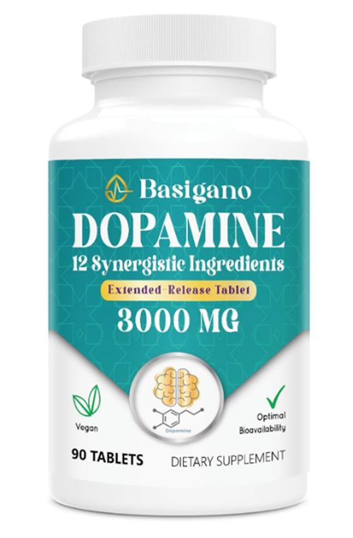 Basigano Natural Dopamine Supplement For Energy, Focus, Motivation, Mental Alertness, Mood, And Str