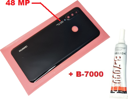 Huawei P30 Lite Arka Pil Batarya Kapağı (Kamera Lensli 48 MP CAM+B-7000) SİYAH