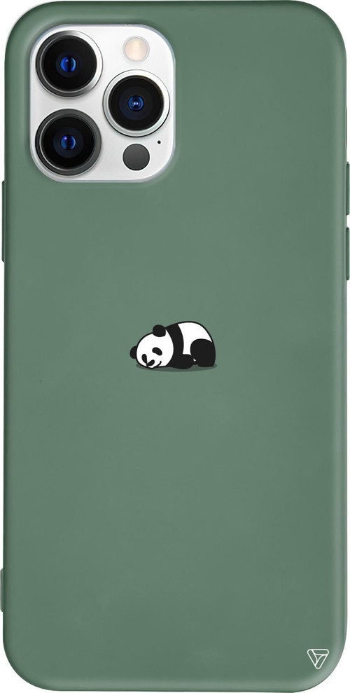 iPhone 15 Pro Max Uyumlu Yeşil Renkli Silikon Miskin Panda Telefon Kılıfı