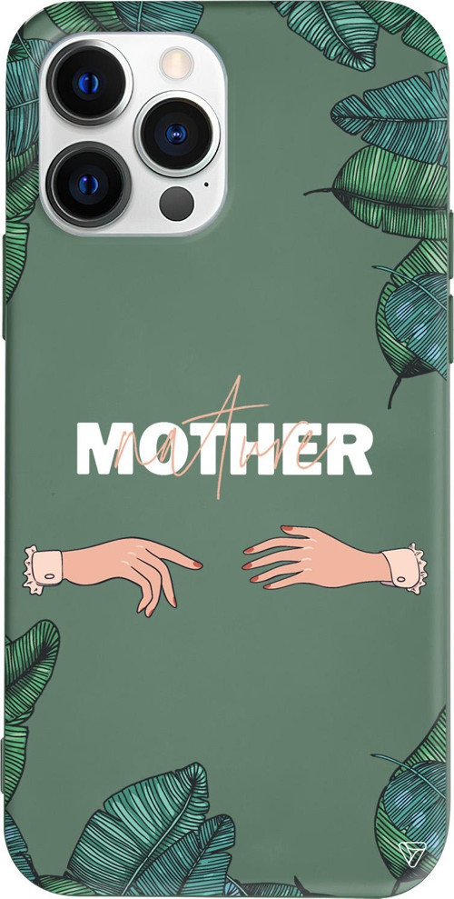 iPhone 15 Pro Max Uyumlu Yeşil Renkli Silikon Nature Mother Telefon Kılıfı
