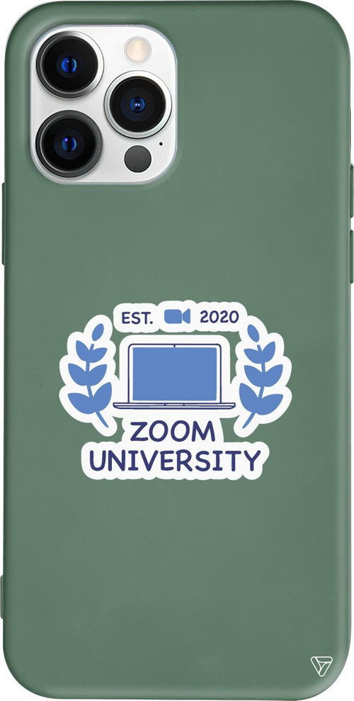 iPhone 15 Pro Max Uyumlu Yeşil Renkli Silikon Zoom Universitesi Telefon Kılıfı
