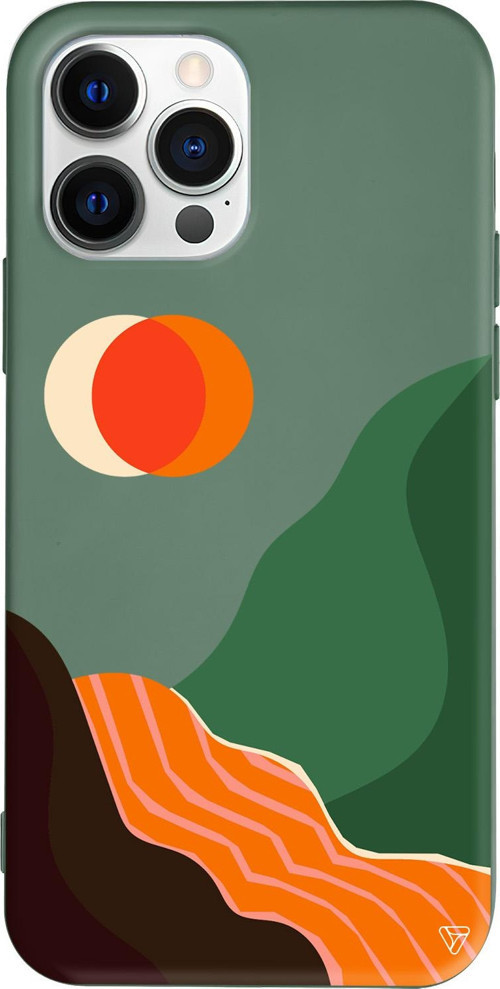 iPhone 15 Pro Max Uyumlu Yeşil Renkli Silikon Abstract Koleksiyonu Manzara Telefon Kılıfı