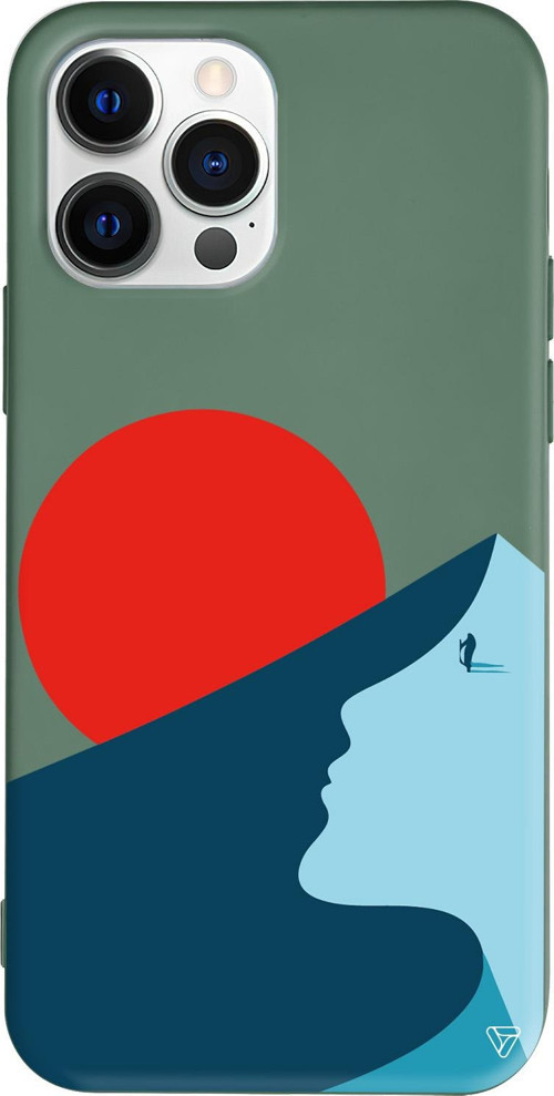 iPhone 15 Pro Max Uyumlu Yeşil Renkli Silikon Abstract Koleksiyonu Negative Space Telefon Kılıfı