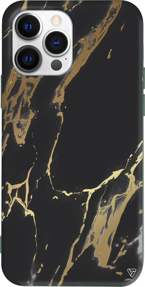 iPhone 15 Pro Max Uyumlu Yeşil Renkli Silikon Siyah Mermer Telefon Kılıfı