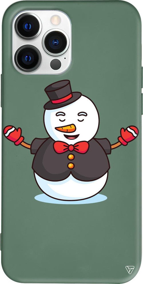 iPhone 15 Pro Max Uyumlu Yeşil Renkli Silikon Snowman In Suit Telefon Kılıfı