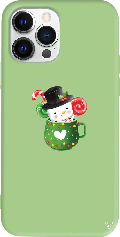 iPhone 15 Pro Uyumlu Açık Yeşil Renkli Silikon A Cup Of Xmas Telefon Kılıfı