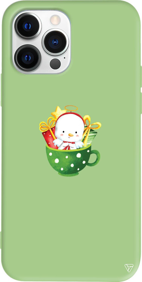 iPhone 15 Pro Uyumlu Açık Yeşil Renkli Silikon A Cup Of Xmas 6 Telefon Kılıfı