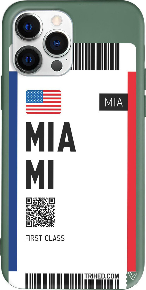 iPhone 15 Pro Max Uyumlu Yeşil Renkli Silikon Miami Bileti Telefon Kılıfı
