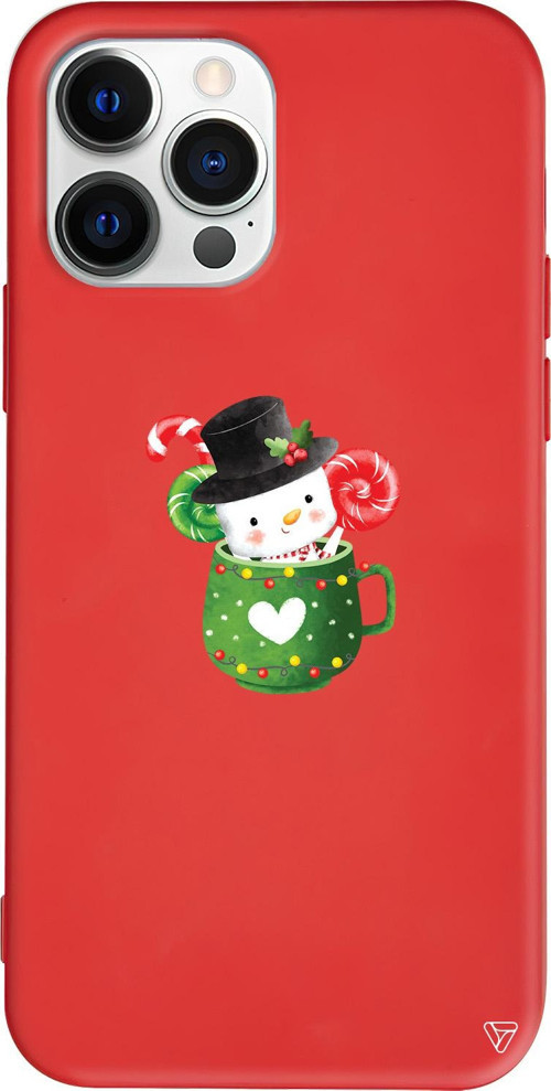 iPhone 15 Pro Uyumlu Kırmızı Renkli Silikon A Cup Of Xmas Telefon Kılıfı