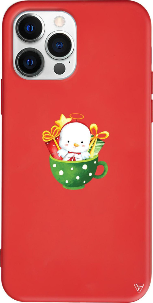 iPhone 15 Pro Uyumlu Kırmızı Renkli Silikon A Cup Of Xmas 6 Telefon Kılıfı