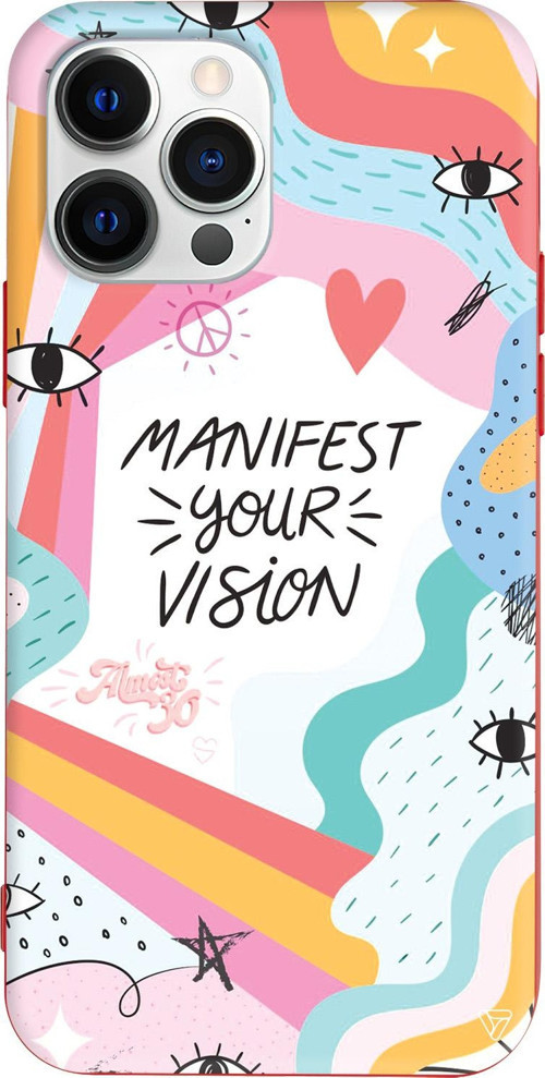 iPhone 15 Pro Uyumlu Kırmızı Renkli Silikon Manifest Your Vision Telefon Kılıfı