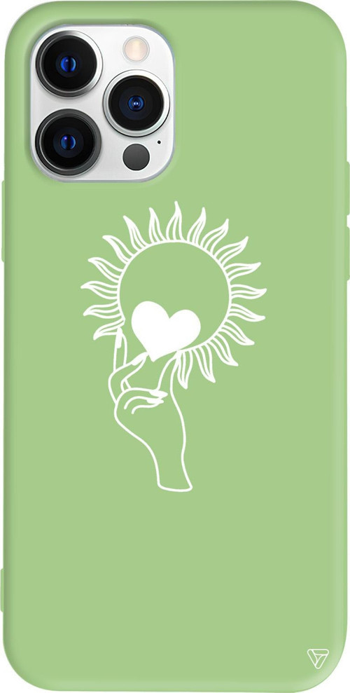 iPhone 15 Pro Uyumlu Açık Yeşil Renkli Silikon Keep Heart Telefon Kılıfı