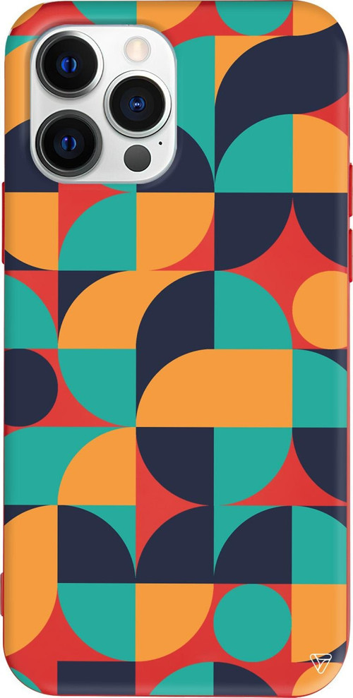 iPhone 15 Pro Uyumlu Kırmızı Renkli Silikon Abstract Desen 9 Telefon Kılıfı