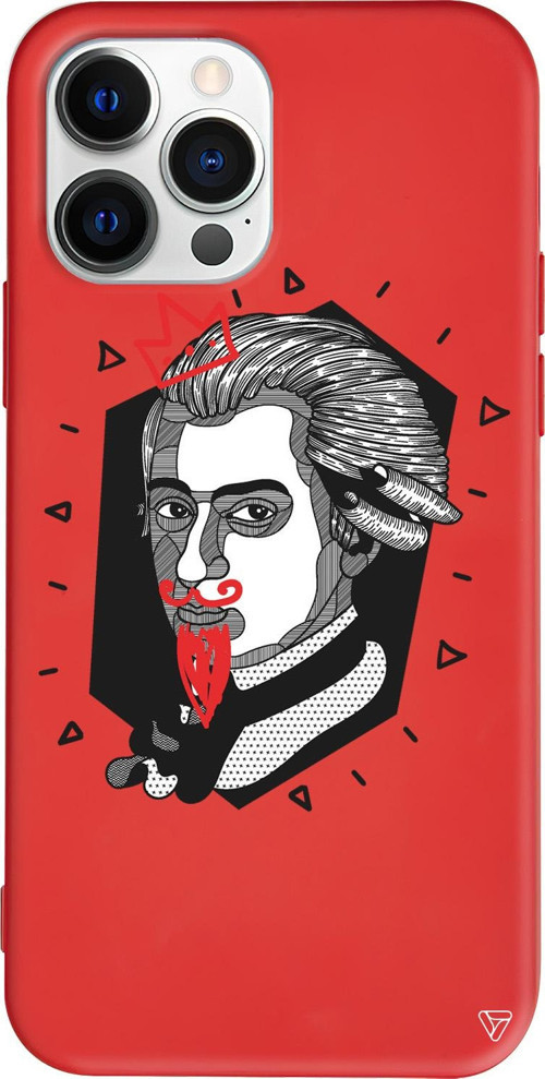 iPhone 15 Pro Uyumlu Kırmızı Renkli Silikon Amadeus Mozart Telefon Kılıfı