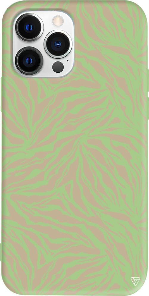 iPhone 15 Pro Uyumlu Açık Yeşil Renkli Silikon Leopar Deseni Telefon Kılıfı