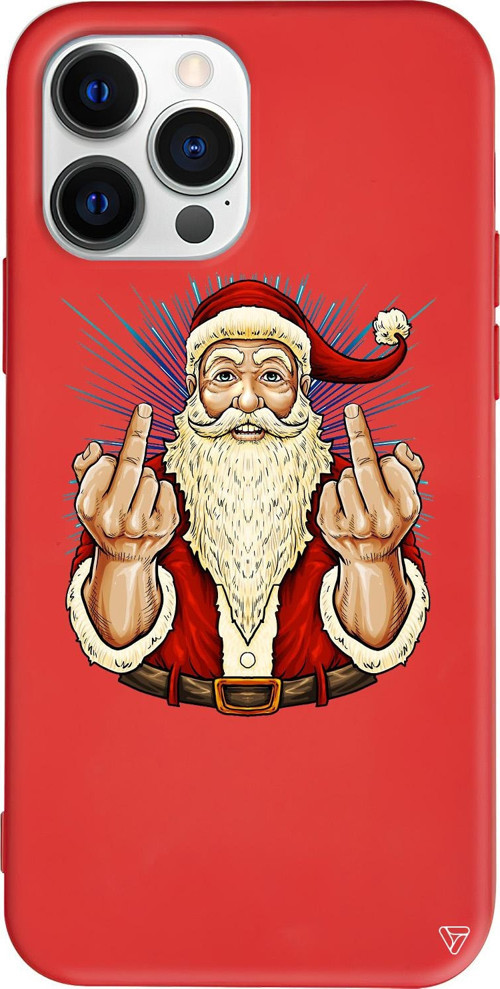 iPhone 15 Pro Uyumlu Kırmızı Renkli Silikon Naughty Santa Telefon Kılıfı