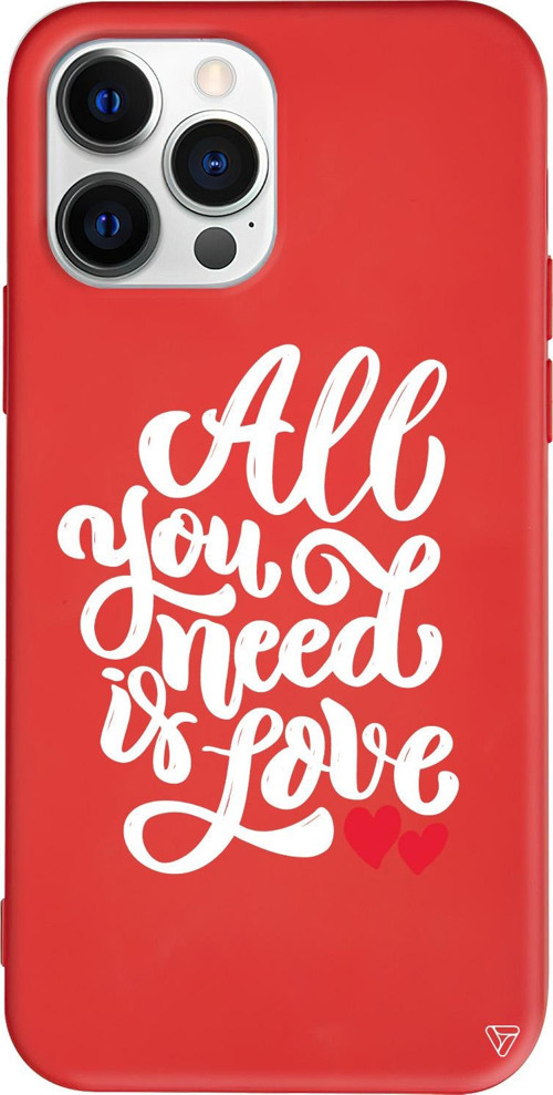 iPhone 15 Pro Uyumlu Kırmızı Renkli Silikon Need Love Telefon Kılıfı