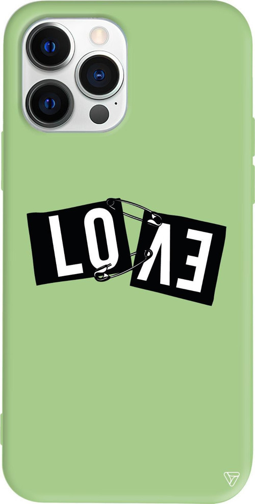 iPhone 15 Pro Uyumlu Açık Yeşil Renkli Silikon Love Telefon Kılıfı