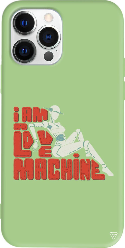iPhone 15 Pro Uyumlu Açık Yeşil Renkli Silikon Love Machine Telefon Kılıfı