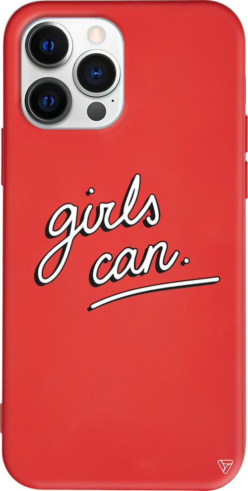 iPhone 15 Pro Uyumlu Kırmızı Renkli Silikon Girls Can! Telefon Kılıfı