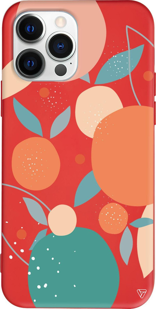 iPhone 15 Pro Uyumlu Kırmızı Renkli Silikon Orange Shape Abstract Koleksiyonu Telefon Kılıfı