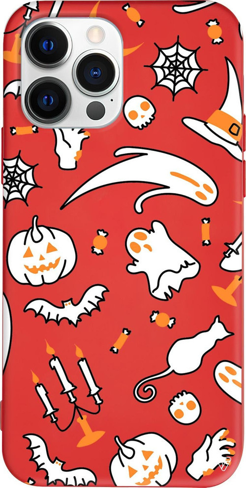 iPhone 15 Pro Uyumlu Kırmızı Renkli Silikon Cadılar Bayramı It's Halloween Telefon Kılıfı