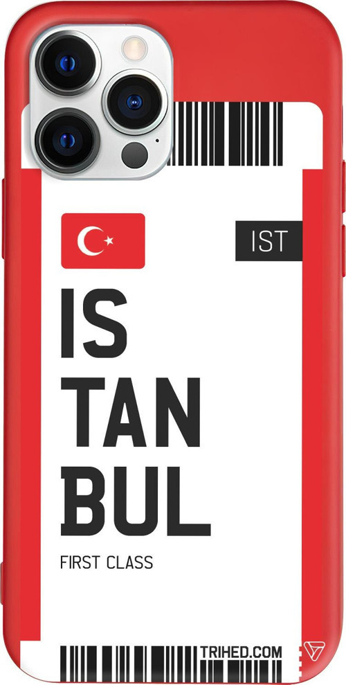 iPhone 15 Pro Uyumlu Kırmızı Renkli Silikon İstanbul Bileti Telefon Kılıfı