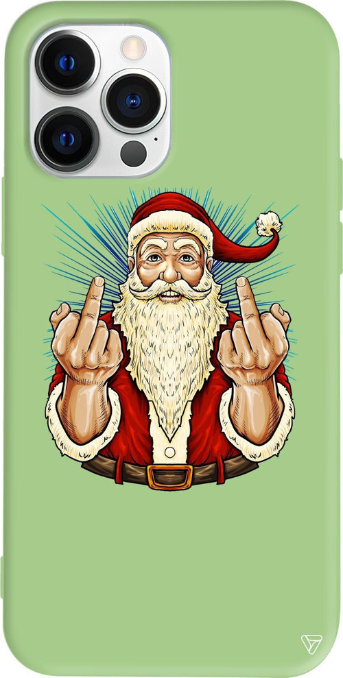 iPhone 15 Pro Uyumlu Açık Yeşil Renkli Silikon Naughty Santa Telefon Kılıfı